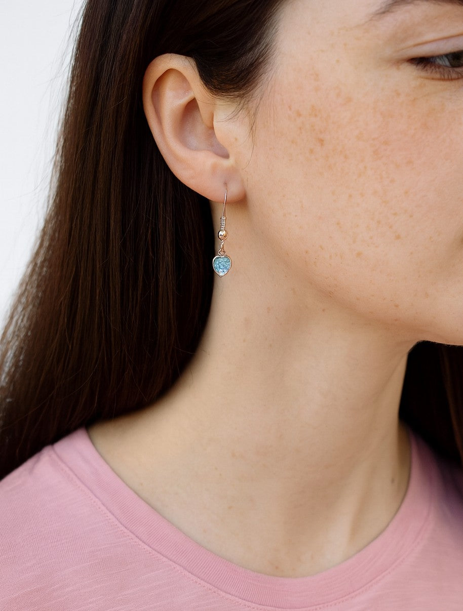 Sterling Silver March Aquamarine Heart Bracelet/Earrings