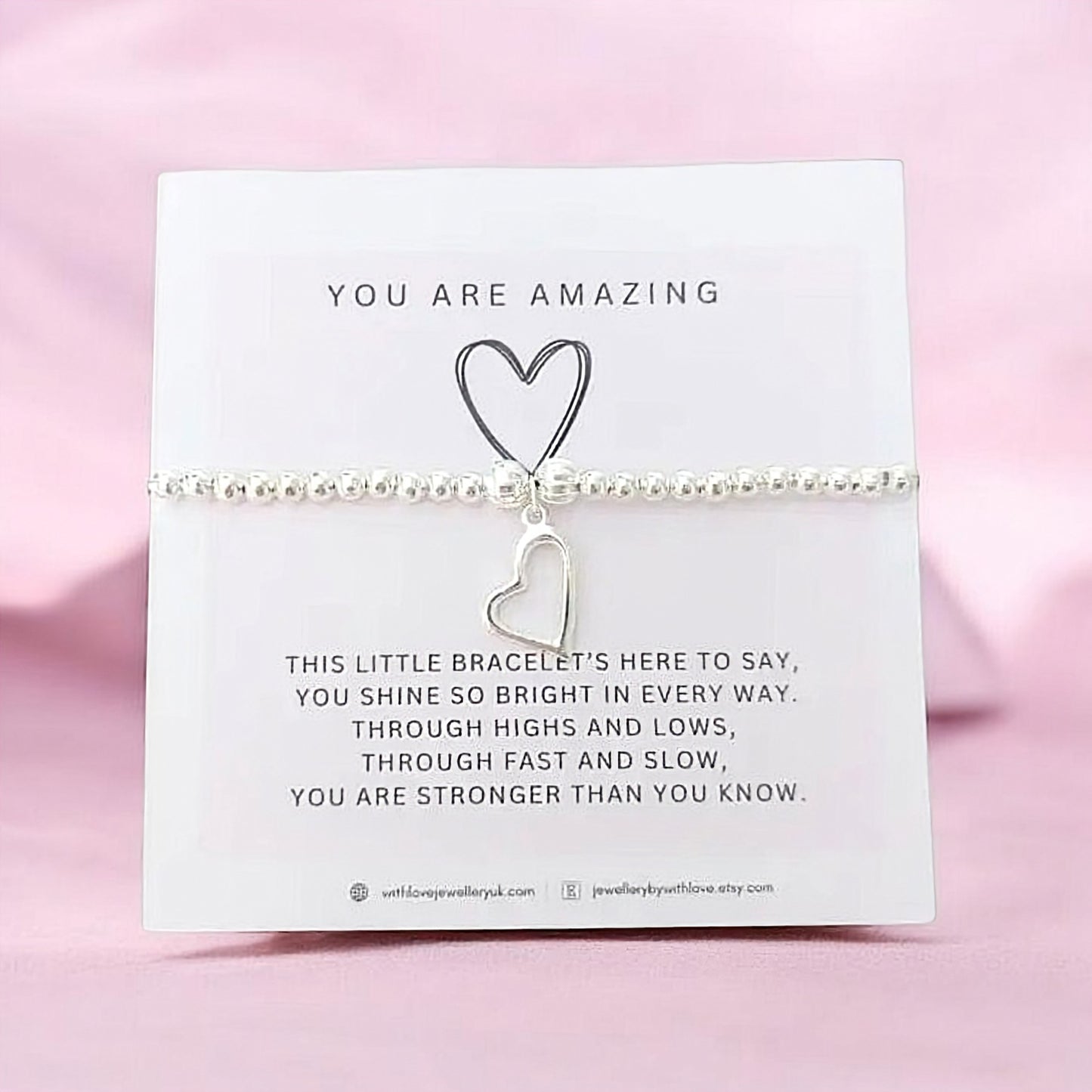 You Are Amazing Silver Stretch Beaded Bracelet