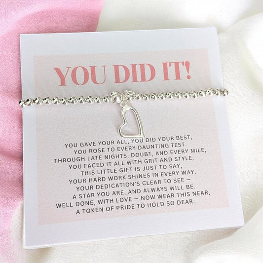 You Did It! Silver Beaded Stretch Bracelet
