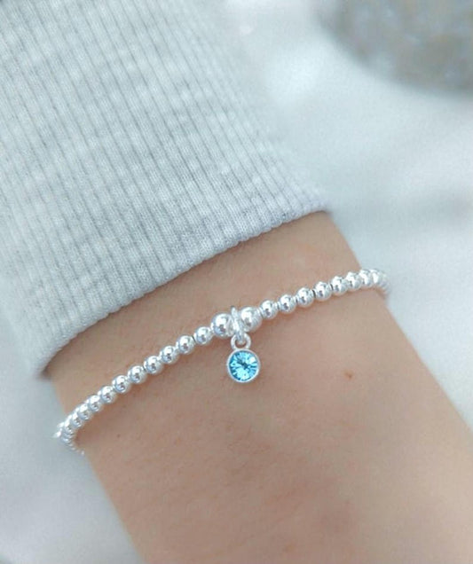 Sterling Silver March Birthstone Bracelet (Aquamarine)