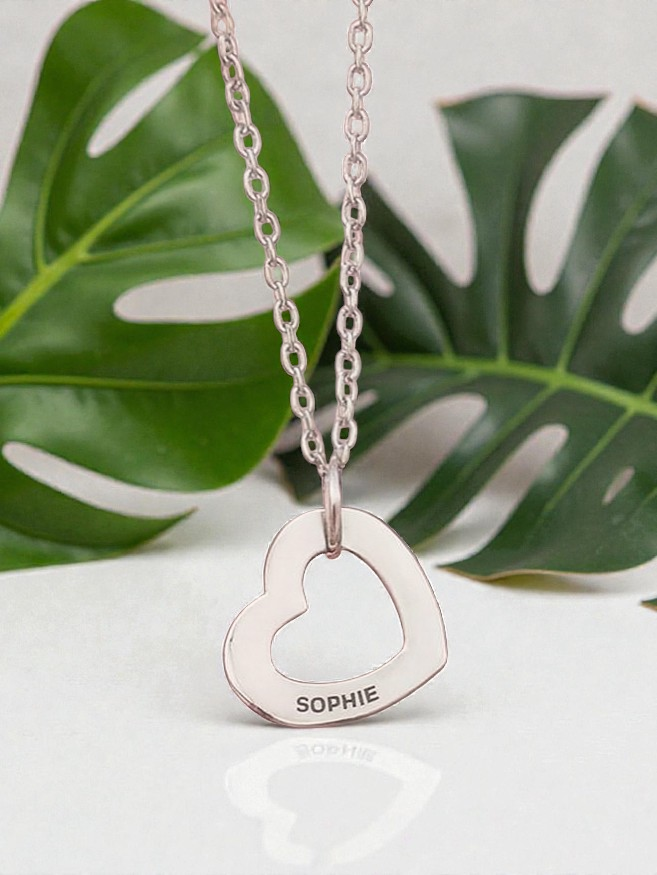 Personalised Name Heart Charm Necklace