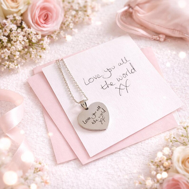 Handwriting Heart Necklace