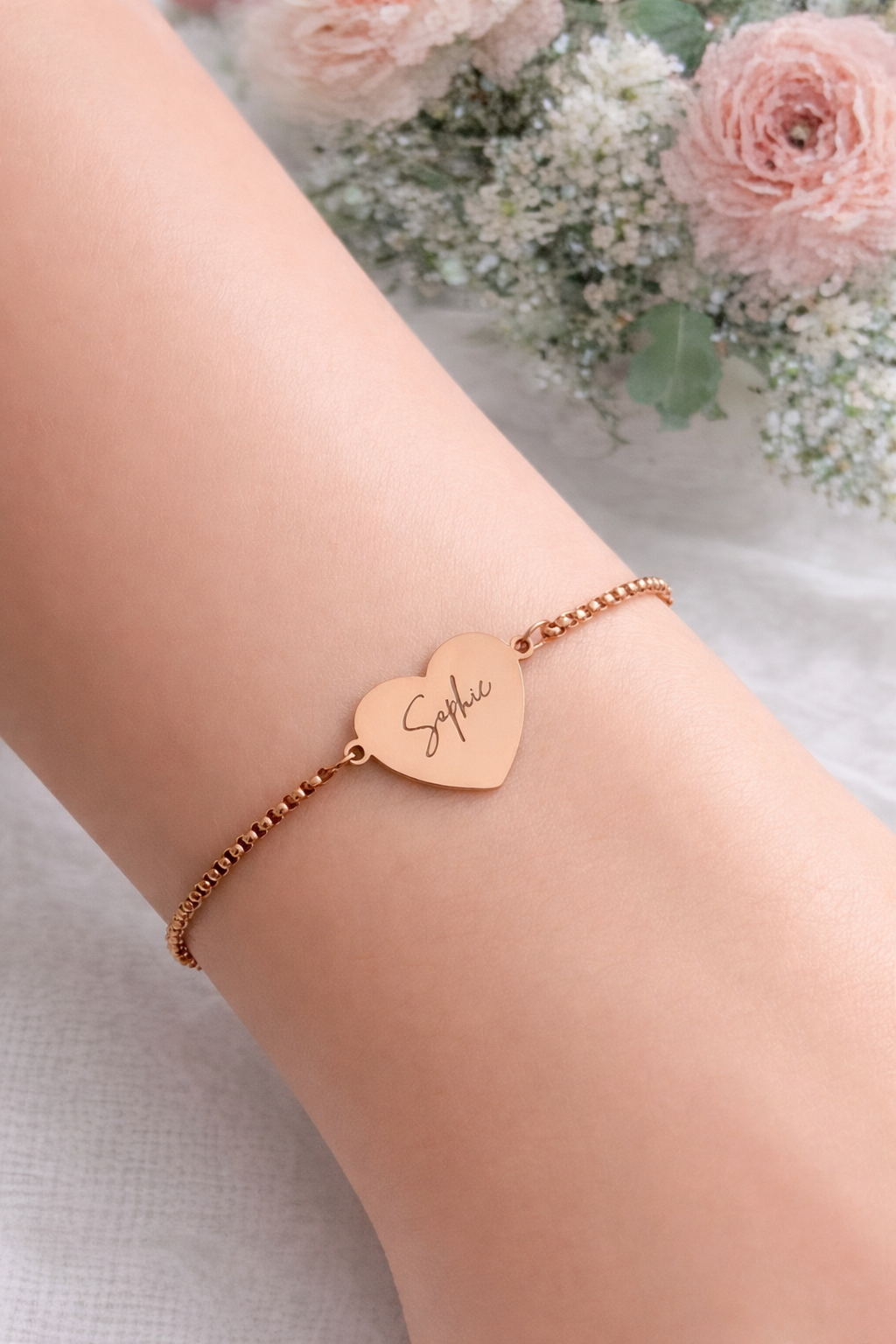 Personalised Heart Slider Bracelet