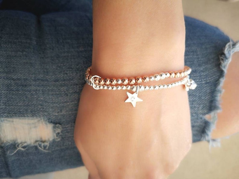 Sterling Silver Initial Double Bracelet