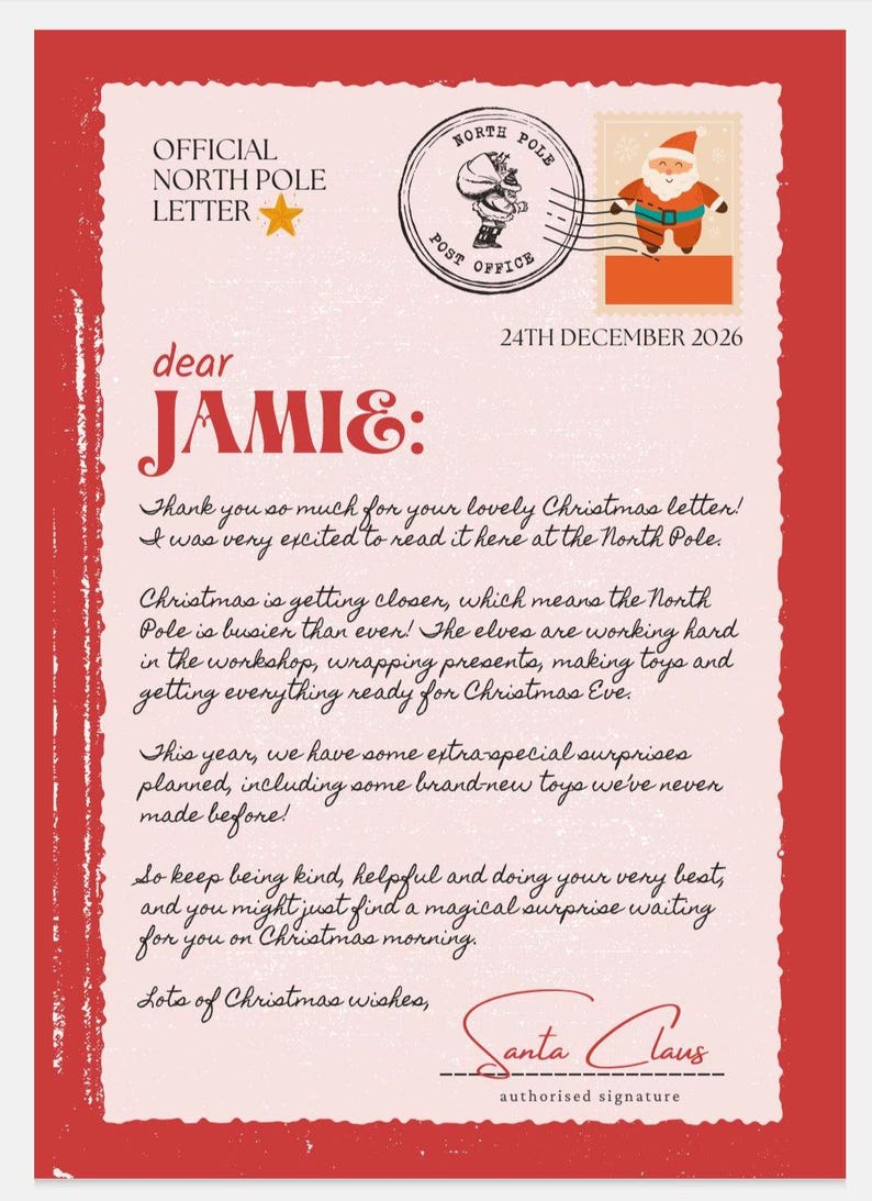 Personalised Nice List Certificate, Letter From Santa, Elf Arrival or Goodbye Letter