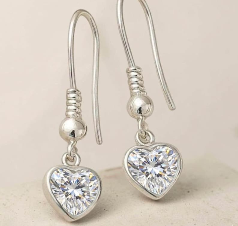 April Birthstone Heart Earrings