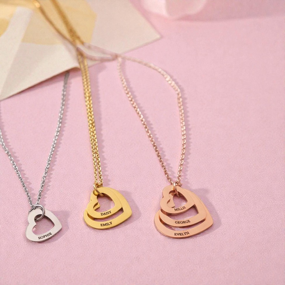 Personalised Name Heart Charm Necklace