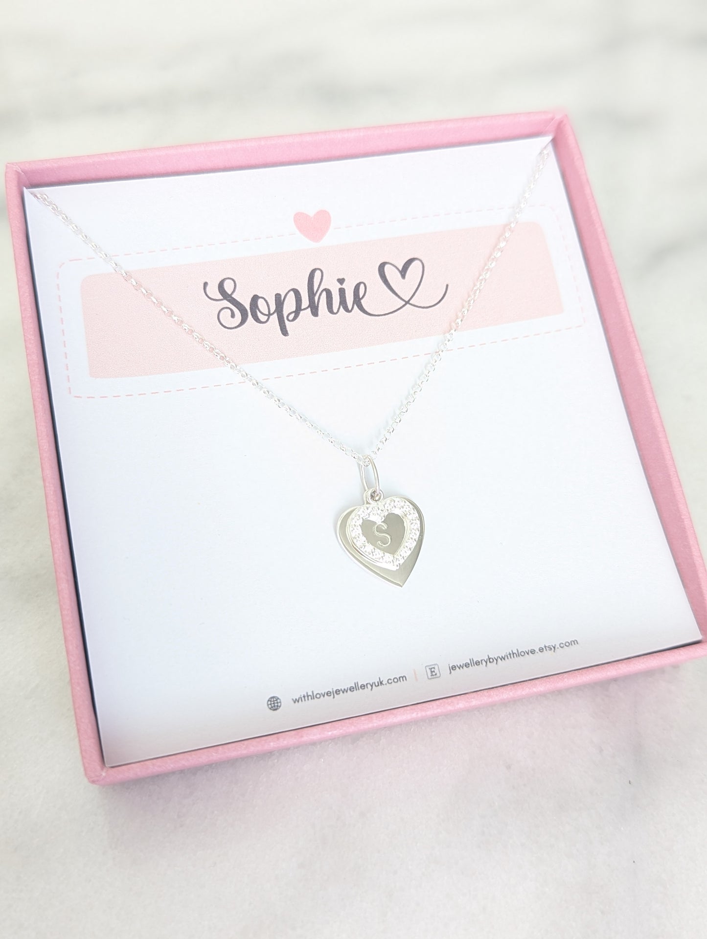 Personalised Initial Double Heart Necklace