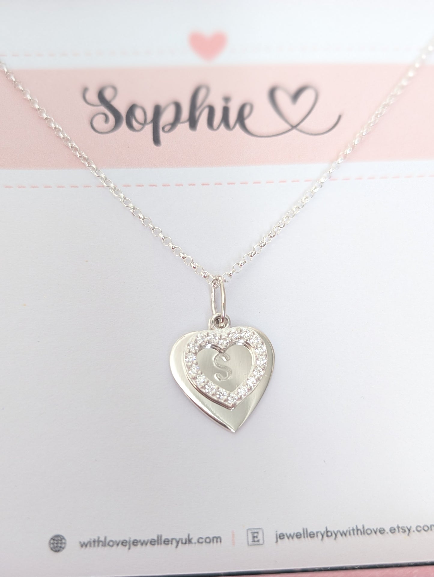 Personalised Initial Double Heart Necklace