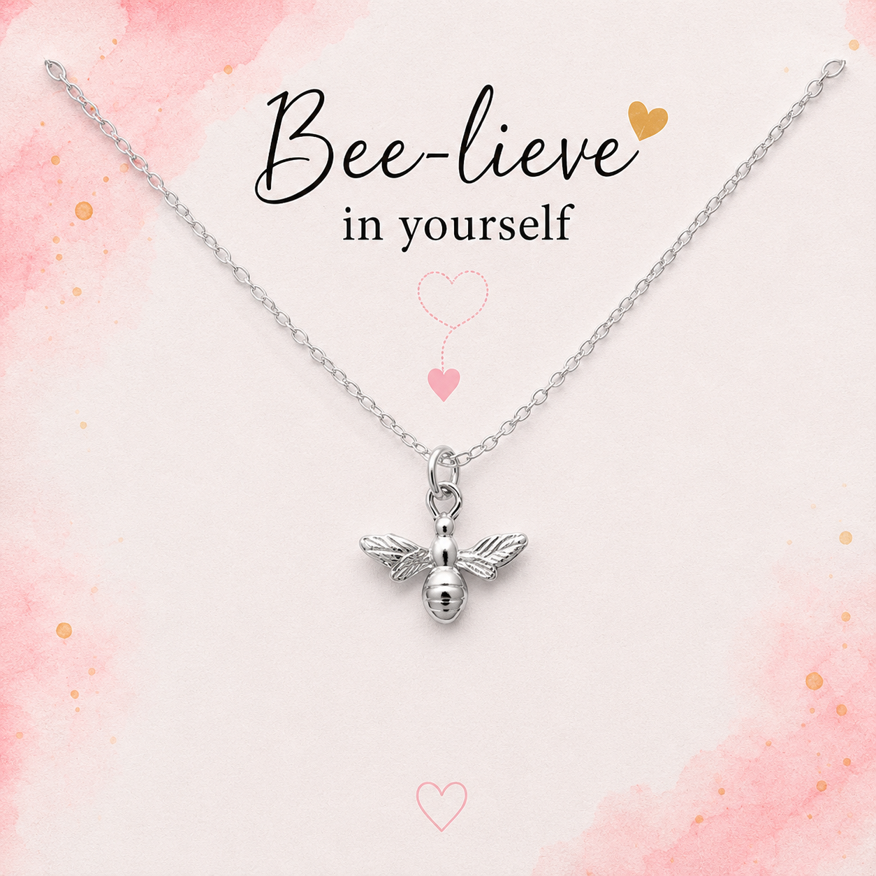 Sterling Silver 'Bee-lieve in yourself!' Bee Necklace