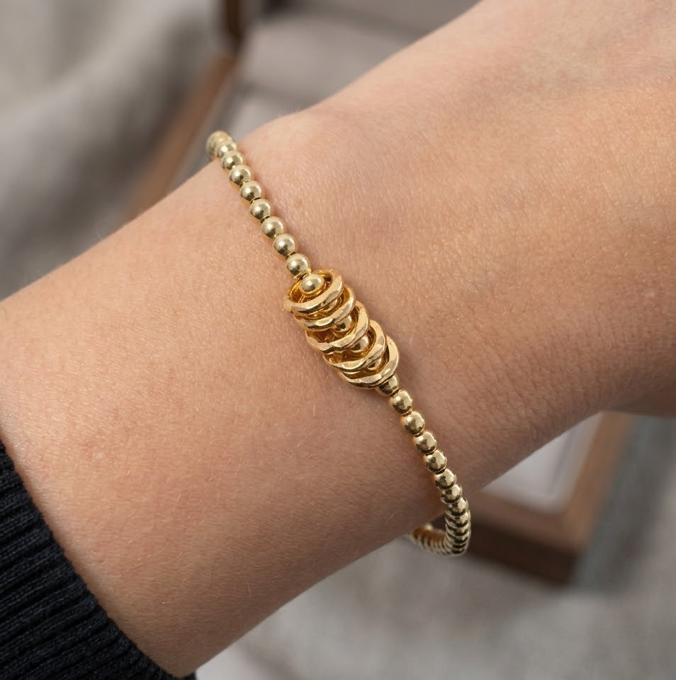 Gold Milestone Birthday Bracelet (20th, 30th, 40th, 50th, 60th, 70th, 80th or 90th birthday)