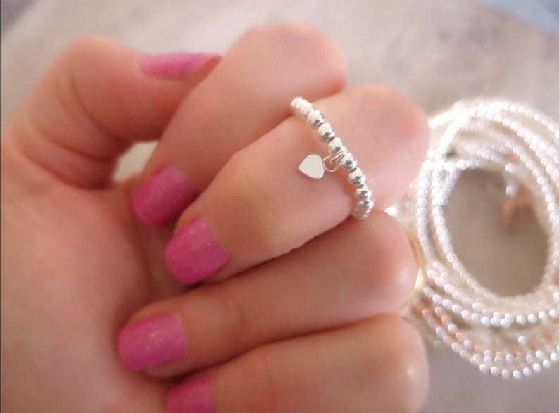 Sterling Silver Heart Charm Ring