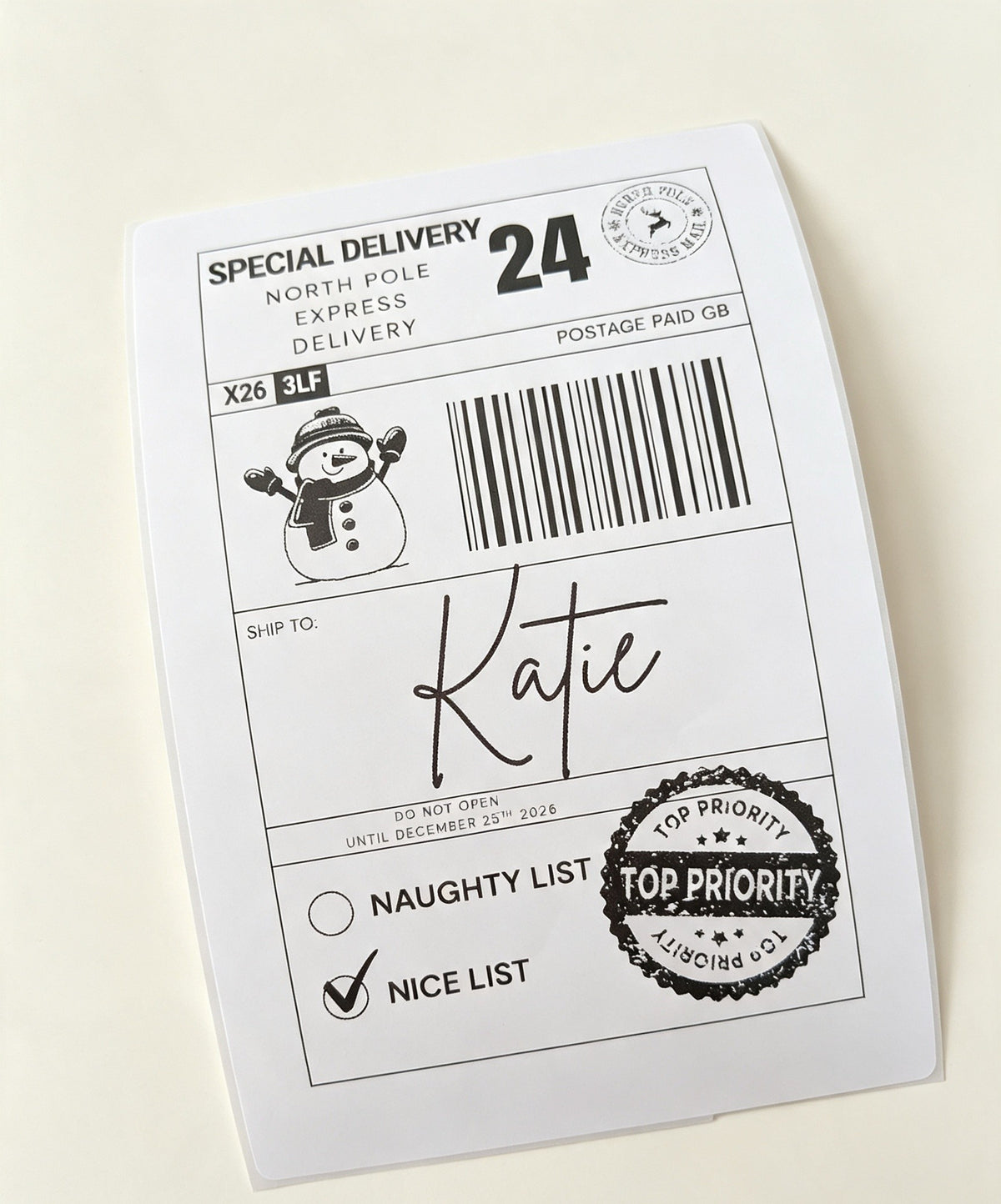Personalised Christmas Gift Postage Labels