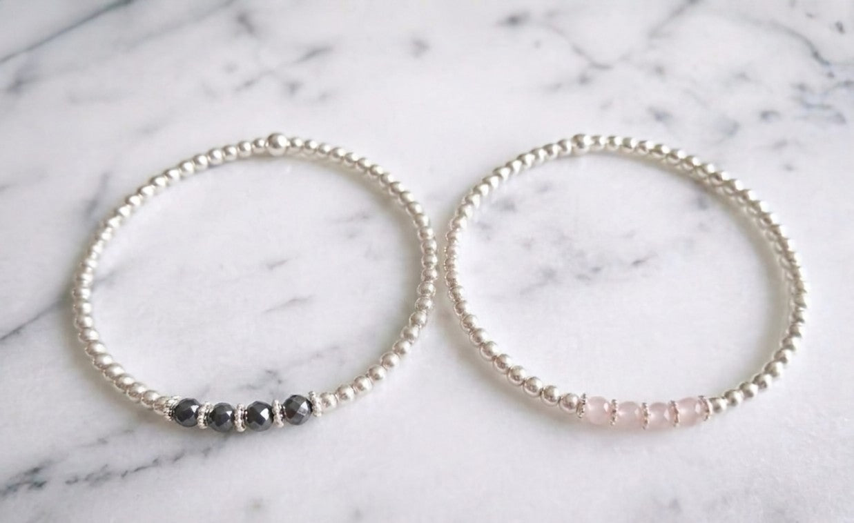 Rose Quartz/Hematite Beads Anklet