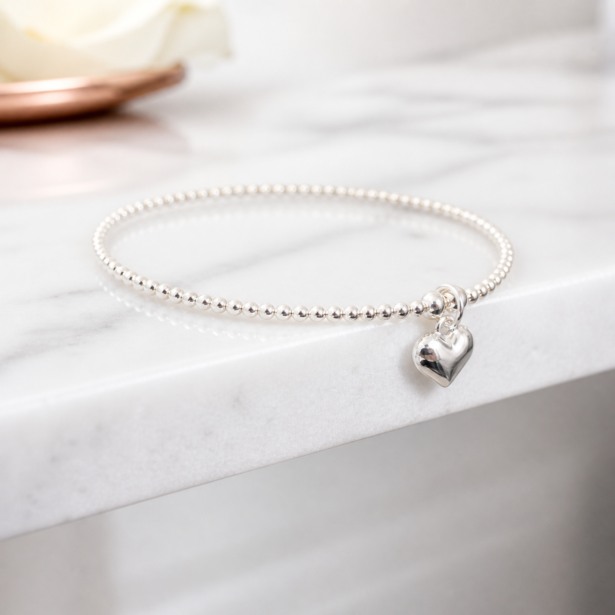 Sterling Silver Chunky Heart Anklet