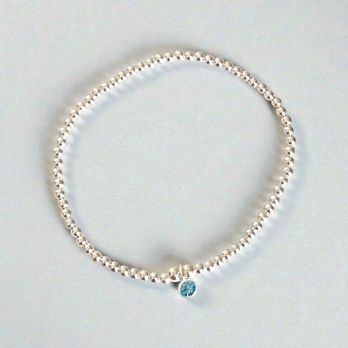 Sterling Silver March Birthstone Bracelet (Aquamarine)