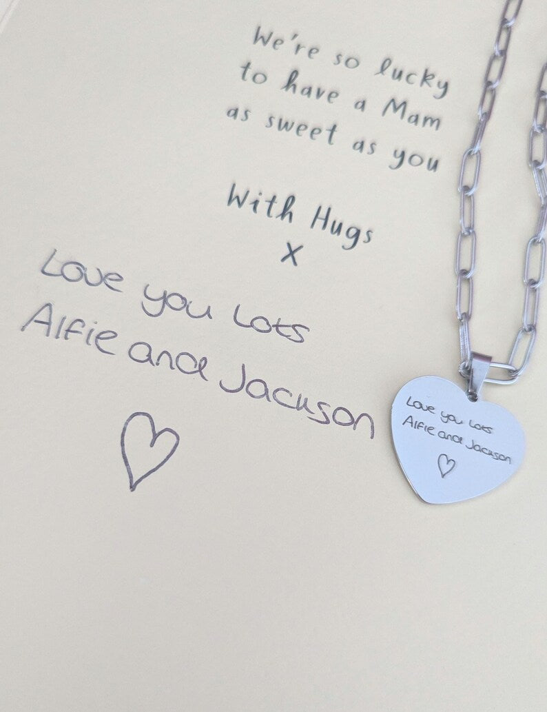 Handwriting Heart Necklace