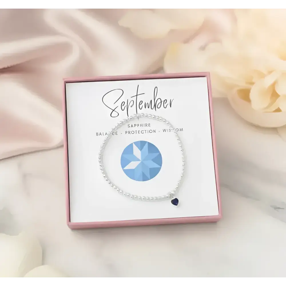 September Sapphire Heart Birthstone Stretch Bracelet - Bracelets
