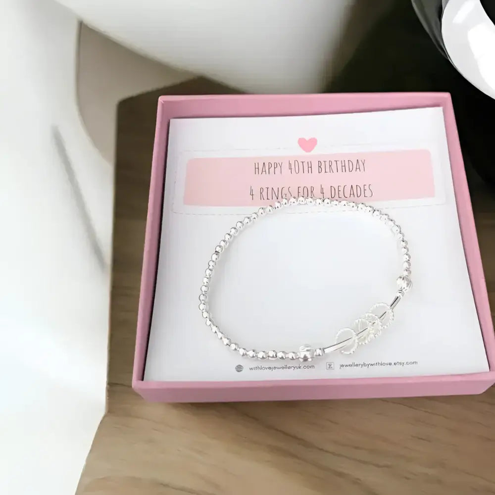Silver Plated Milestone Birthday Bracelet (20th 30th 40th 50th 60th 70th 80th or 90th birthday) Bracelets
