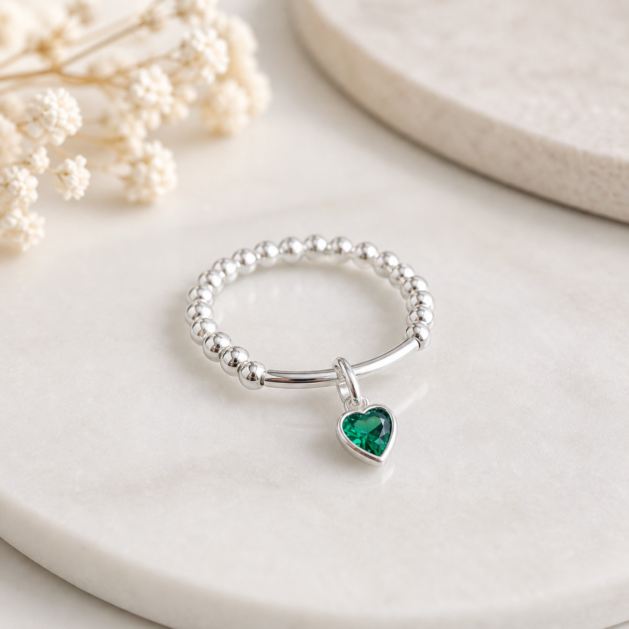 silver beaded ring
