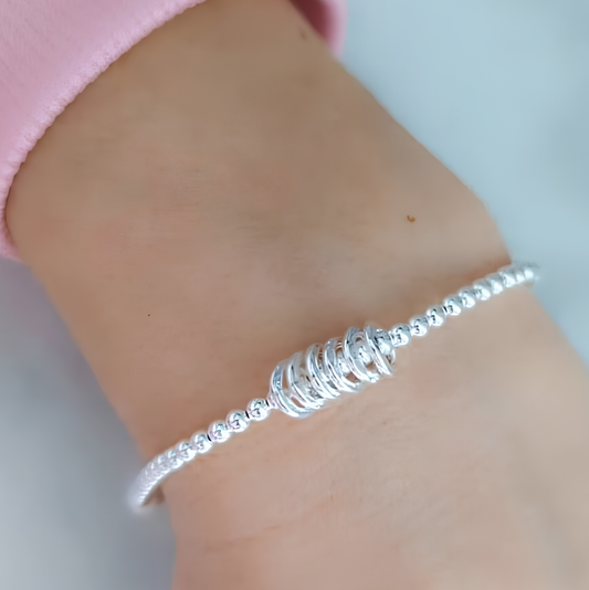 Sterling Silver Birthday Bracelet (20th, 30th, 40th, 50th, 60th, 70th, 80th or 90th birthday)