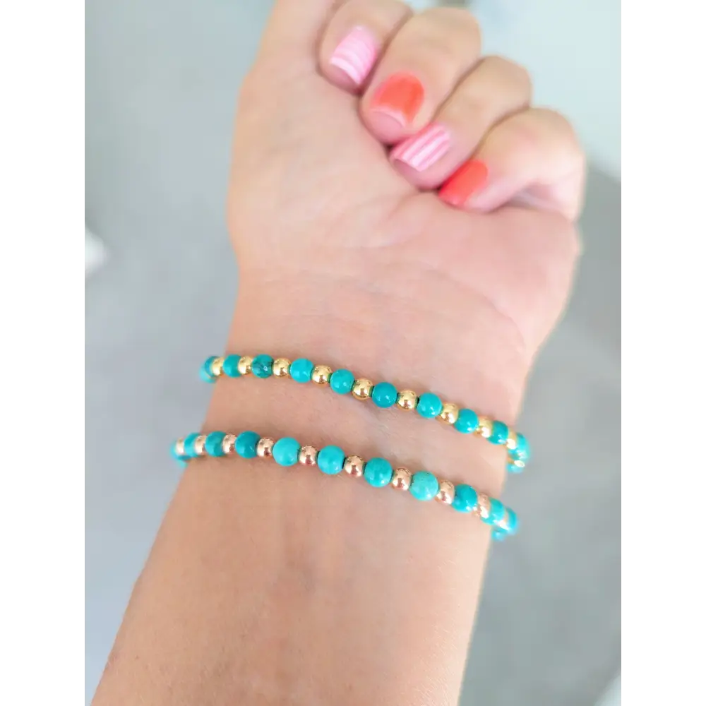 Star Charm Turquoise & Gold Vermeil Beaded Bracelet