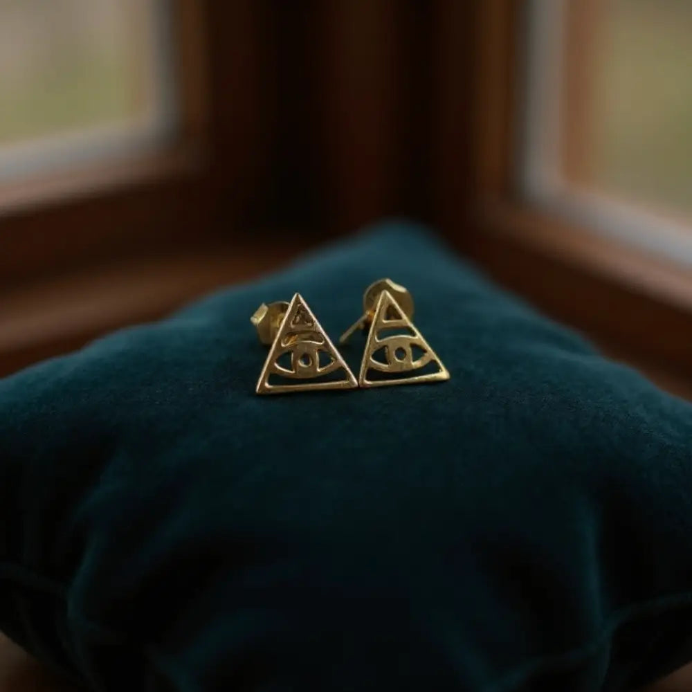 Sterling Silver 24K Gold Vermeil Evil Eye Stud Earrings Earrings