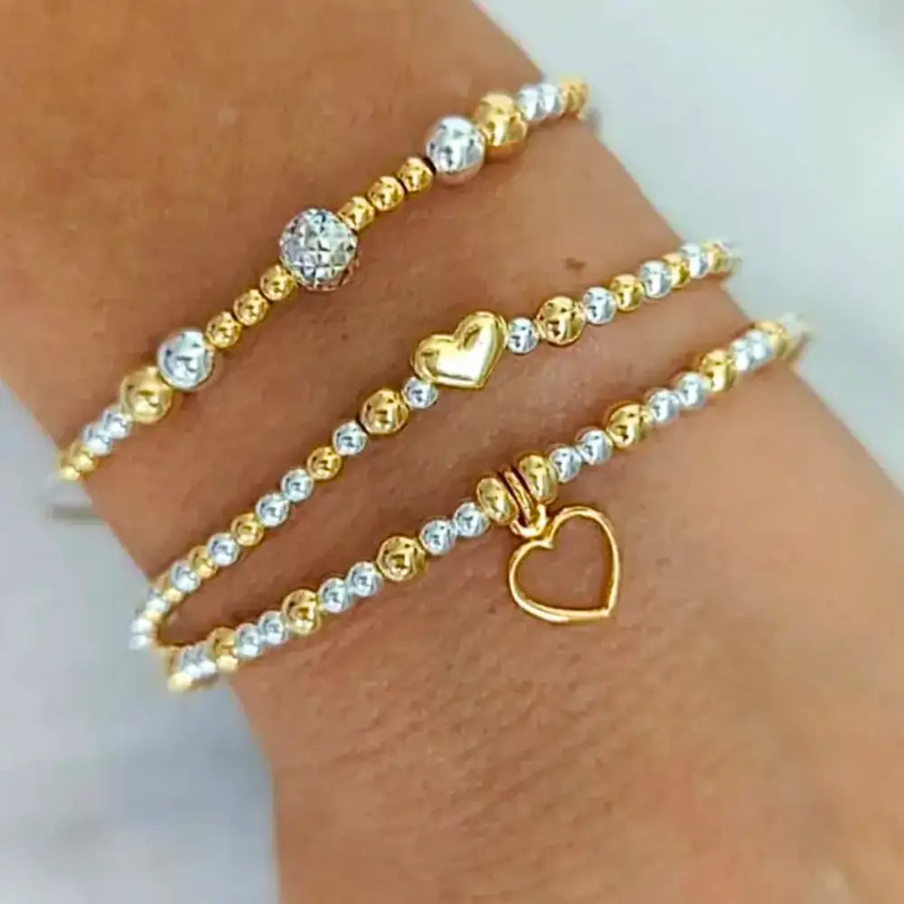 Sterling Silver and Gold Vermeil Beaded Bracelet Set - Bracelets