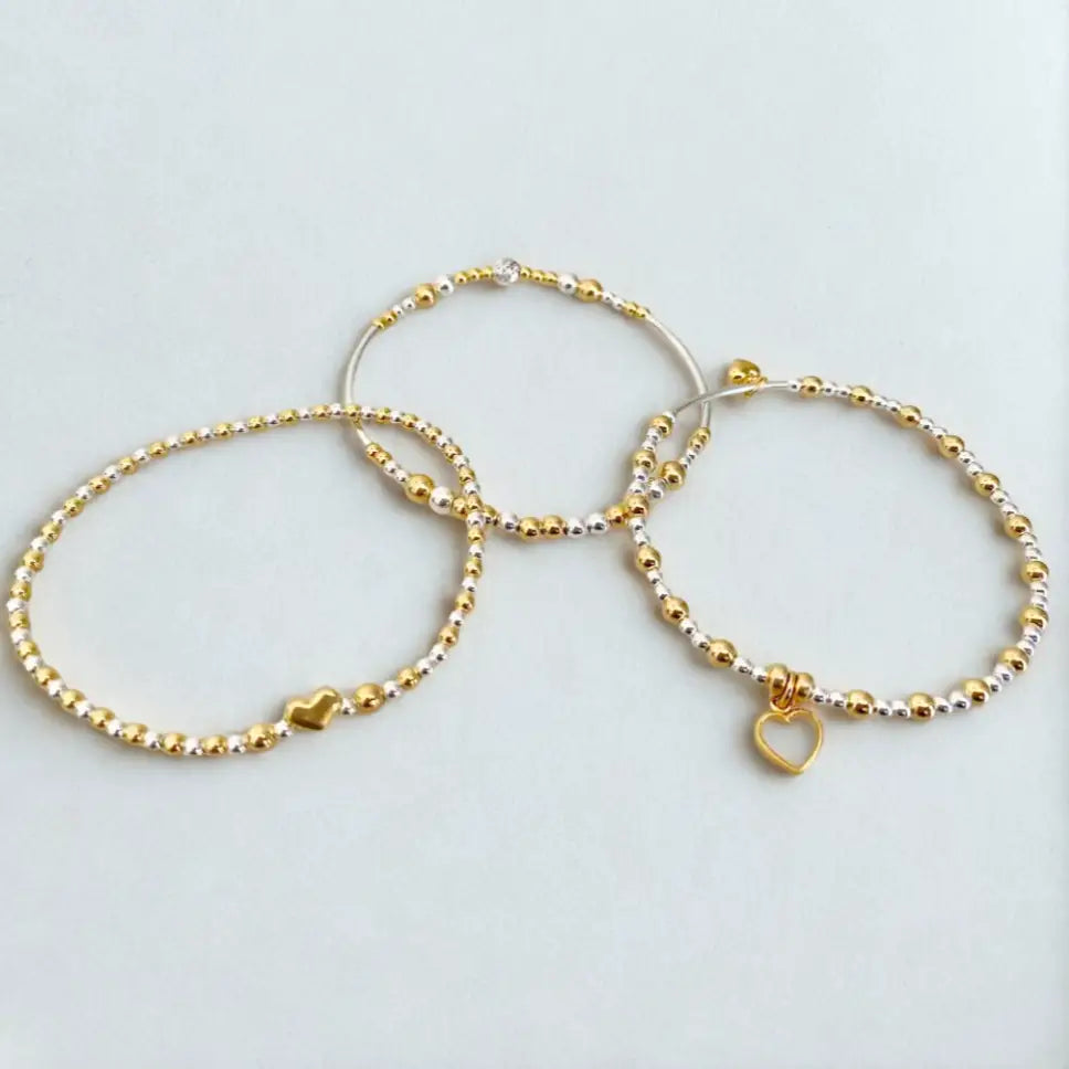 Sterling Silver and Gold Vermeil Beaded Bracelet Set - Bracelets