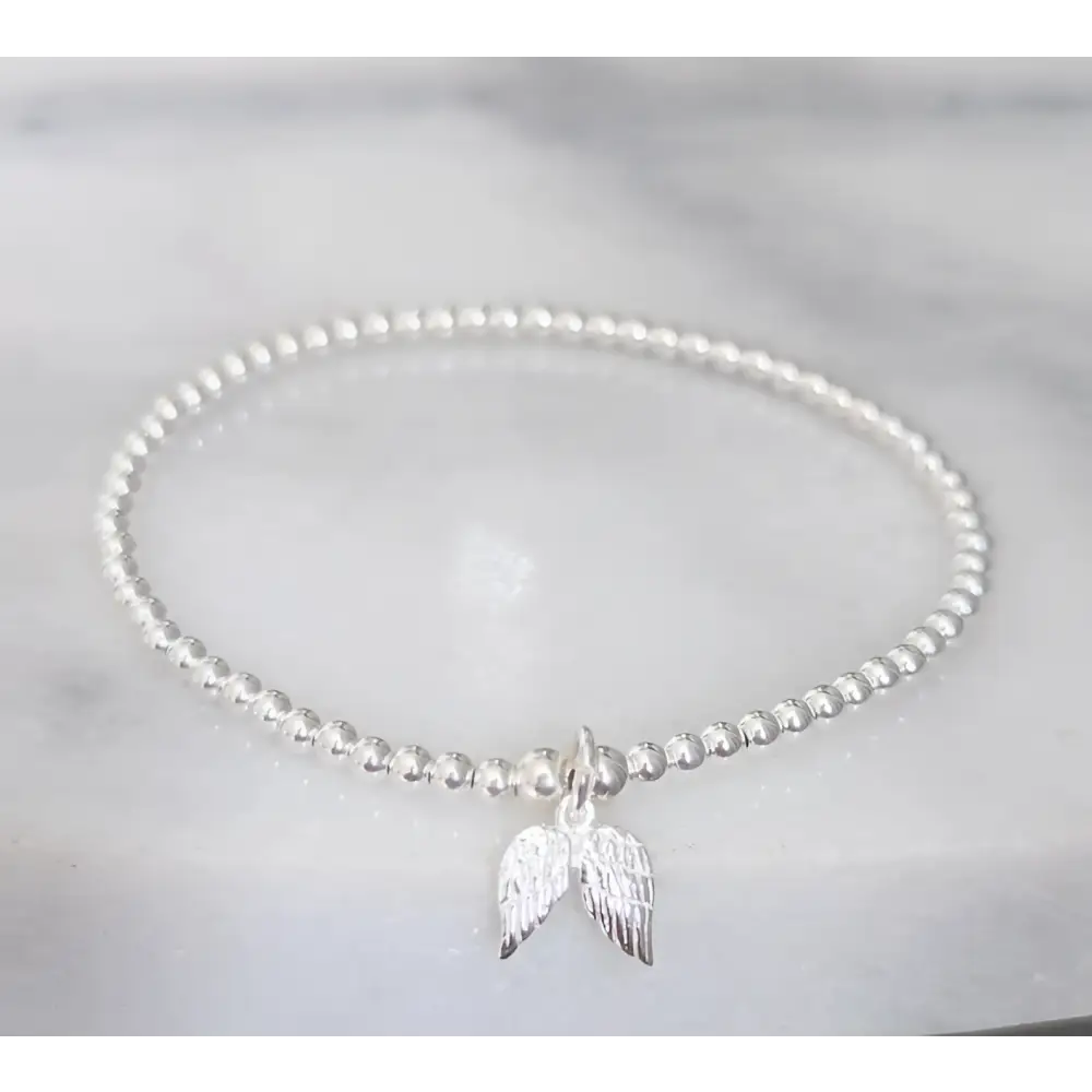 Sterling Silver Angel Wings Beaded Bracelet/Anklet