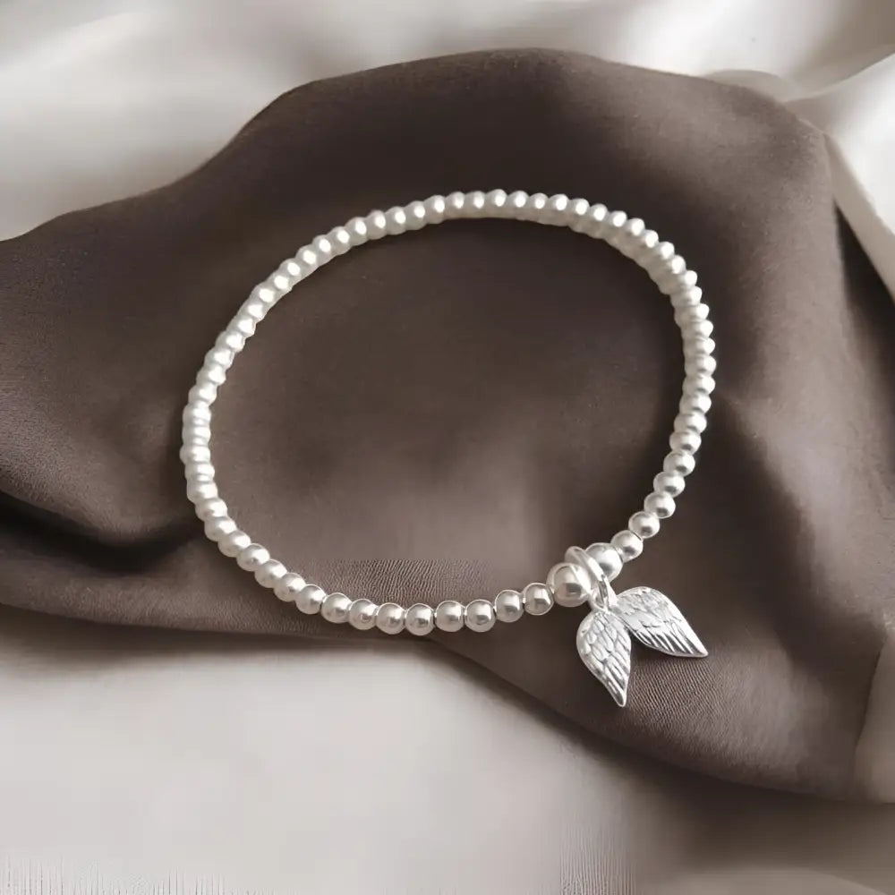 Sterling Silver Angel Wings Beaded Bracelet/Anklet