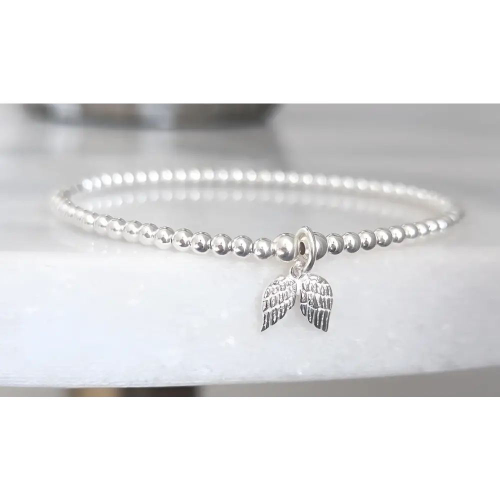 Sterling Silver Angel Wings Beaded Bracelet/Anklet