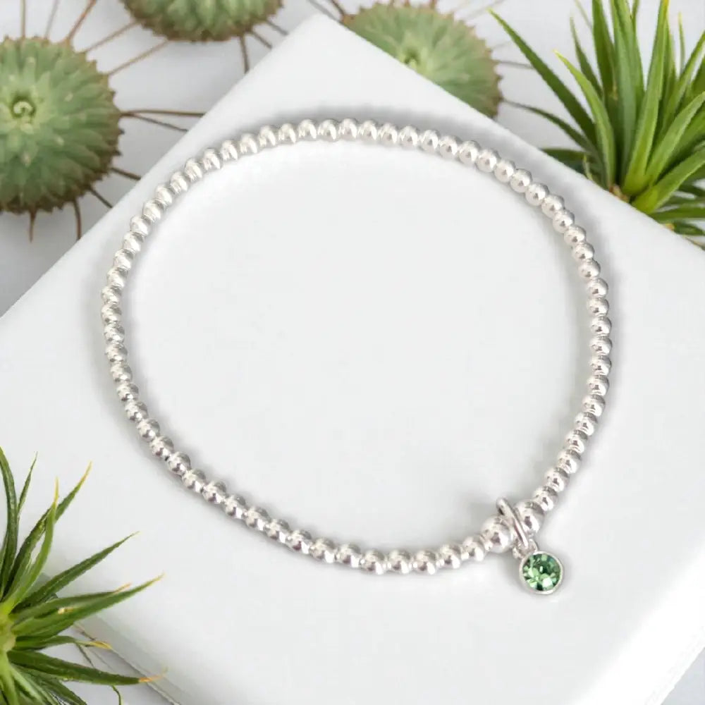 Sterling Silver August Birthstone Bracelet (Peridot)