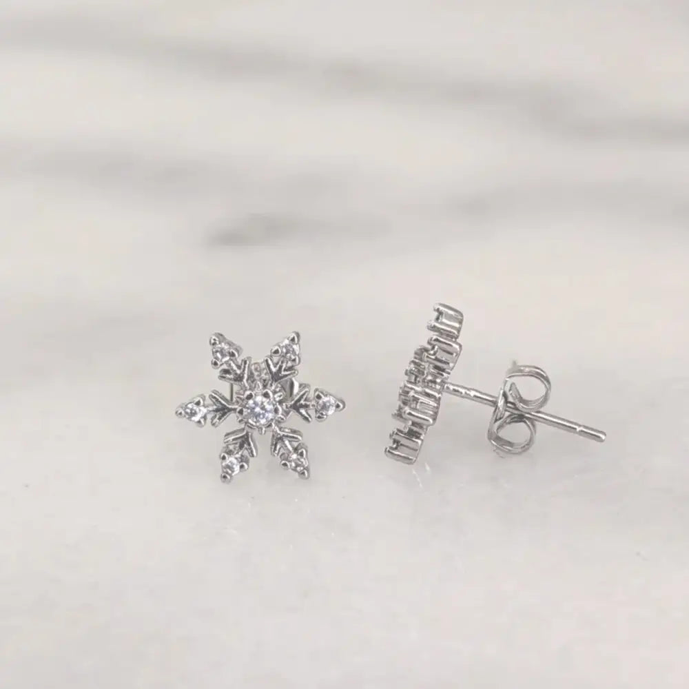 Sterling Silver Christmas Snowflake Earrings - Earrings