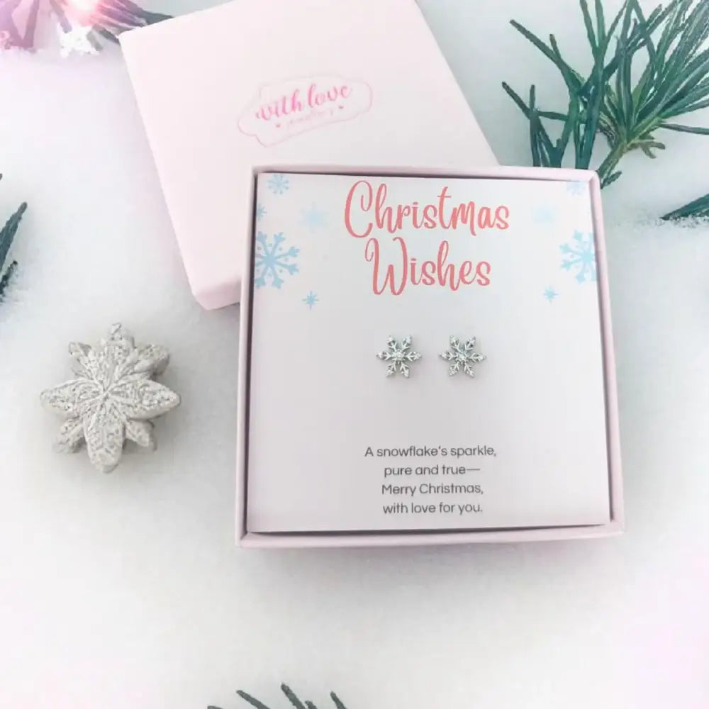 Sterling Silver Christmas Snowflake Earrings - Earrings