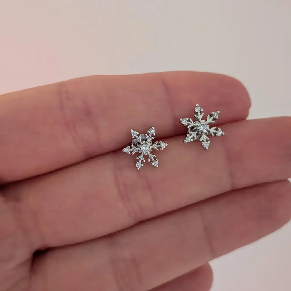 Sterling Silver Christmas Snowflake Earrings - Earrings