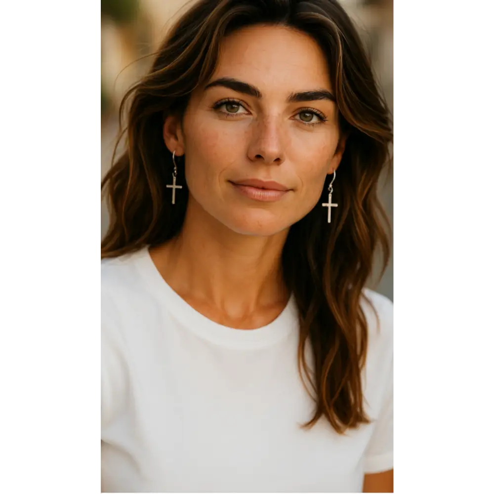 Sterling Silver Cross Earrings Earrings