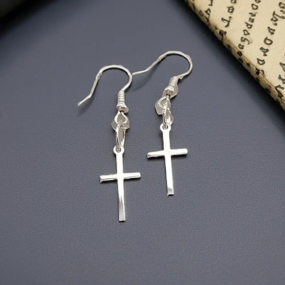 Sterling Silver Cross Earrings - Earrings