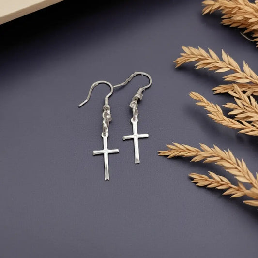Sterling Silver Cross Earrings - Earrings