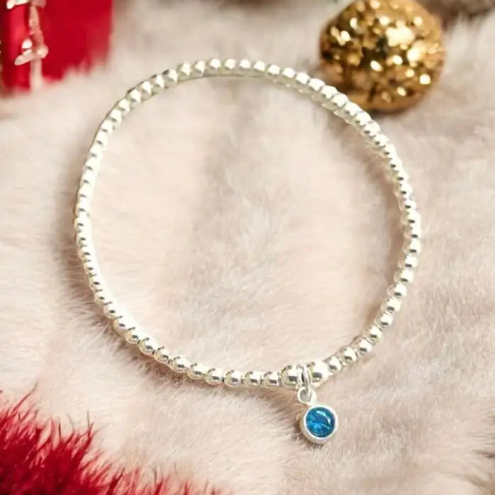 Sterling Silver December Birthstone Bracelet (Blue Topaz) - Bracelets