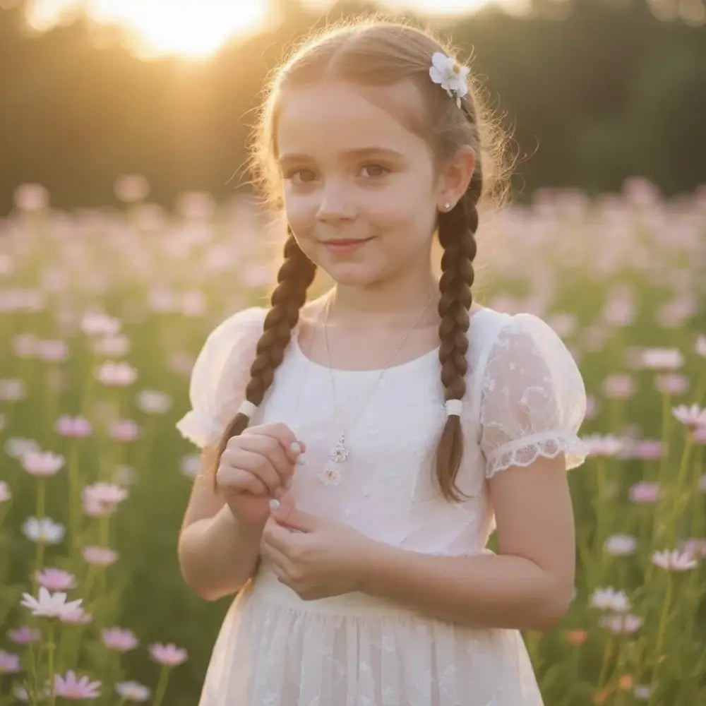 Sterling Silver Flower Girl Necklace Gift Set necklace