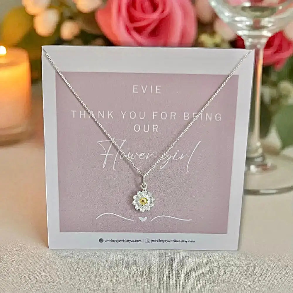 Sterling Silver Flower Girl Necklace Gift Set necklace