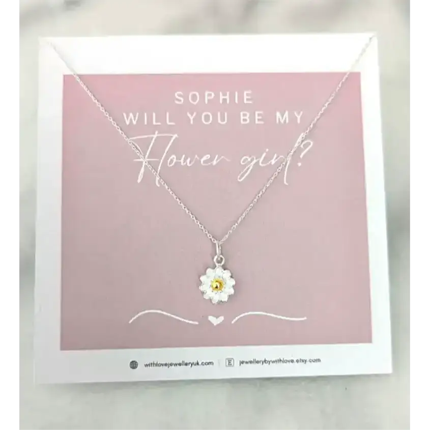 Sterling Silver Flower Girl Necklace Gift Set necklace
