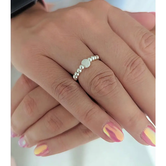 Sterling Silver & Glitter Bead Stretch Ring - ring