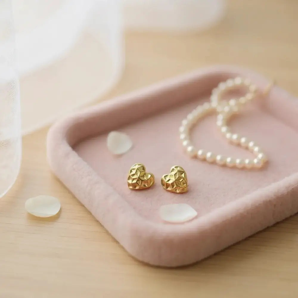 Sterling Silver Gold Vermeil Style Heart Stud Earrings Earrings