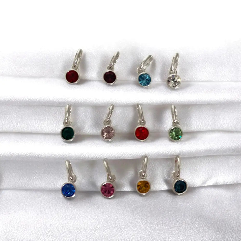 Sterling Silver Heart and Birthstone Beaded Stretch Bracelet - Bracelets