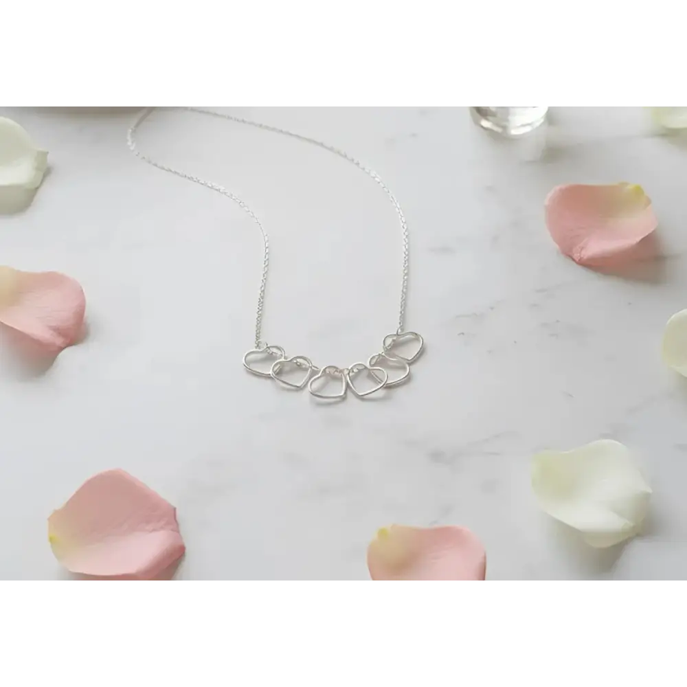 Sterling Silver Hearts Birthday Necklace (20th 30th 40th 50th 60th 70th 80th or 90th Birthday) - necklace