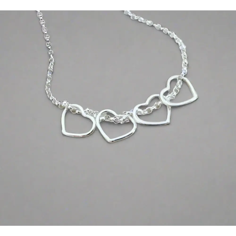 Sterling Silver Hearts Birthday Necklace (30th 40th 50th 60th 70th or 80th Birthday) - necklace