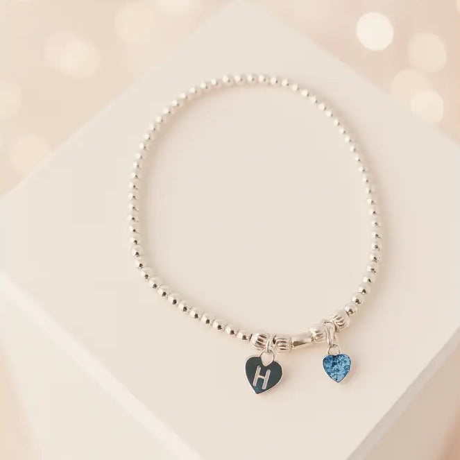 Sterling Silver Initial and Birthstone Family Bracelet - Bracelets