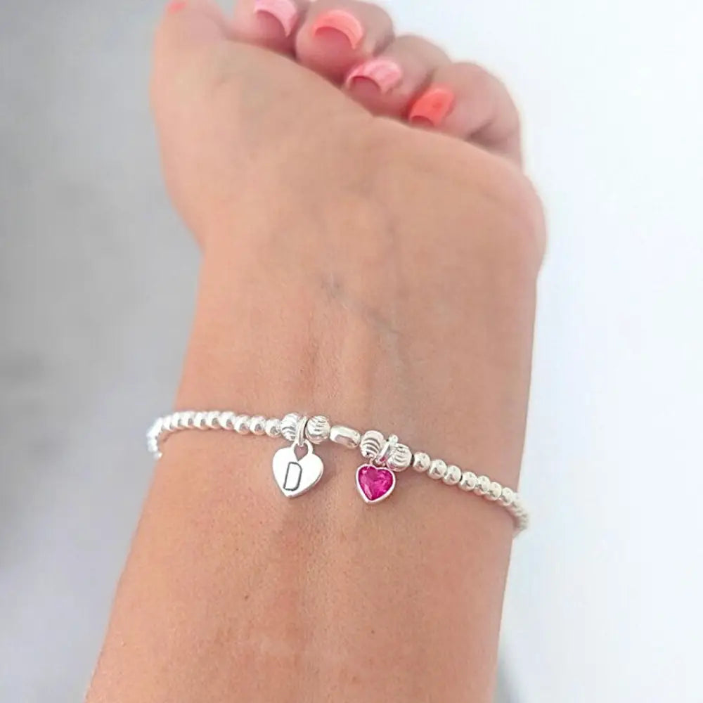 Sterling Silver Initial and Birthstone Family Bracelet Bracelets